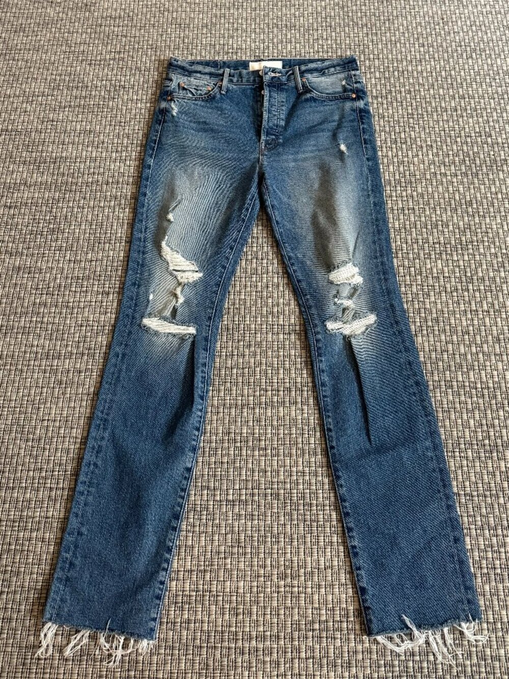 Mother, Trickster Skimp Fray, Denim, Blue, Size 27